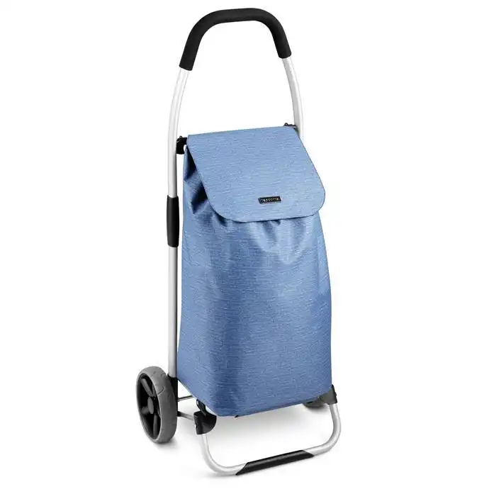 Shop Carrello Portaspesa Con Ruote Porta Spesa Sintetico 45x11x50 cm Blu