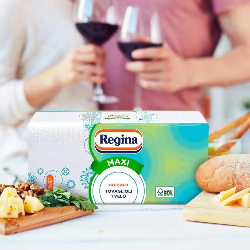 12x Regina Maxi da 250 Tovaglioli 1 Velo Decorati 100% Italiano
