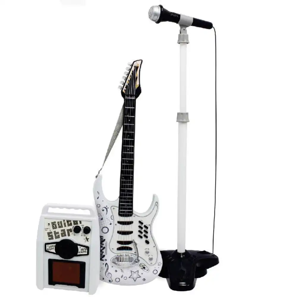 Chitarra Giocattolo Elettrica Con Microfono Asta Amplificatore Collegamento MP3