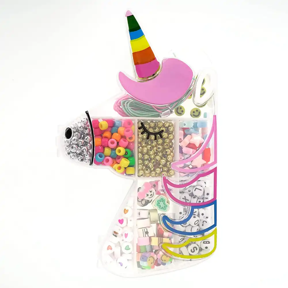 Unicorn Poket Box Kit Portatile Perline per Creare Bracciali e Collane Bambine