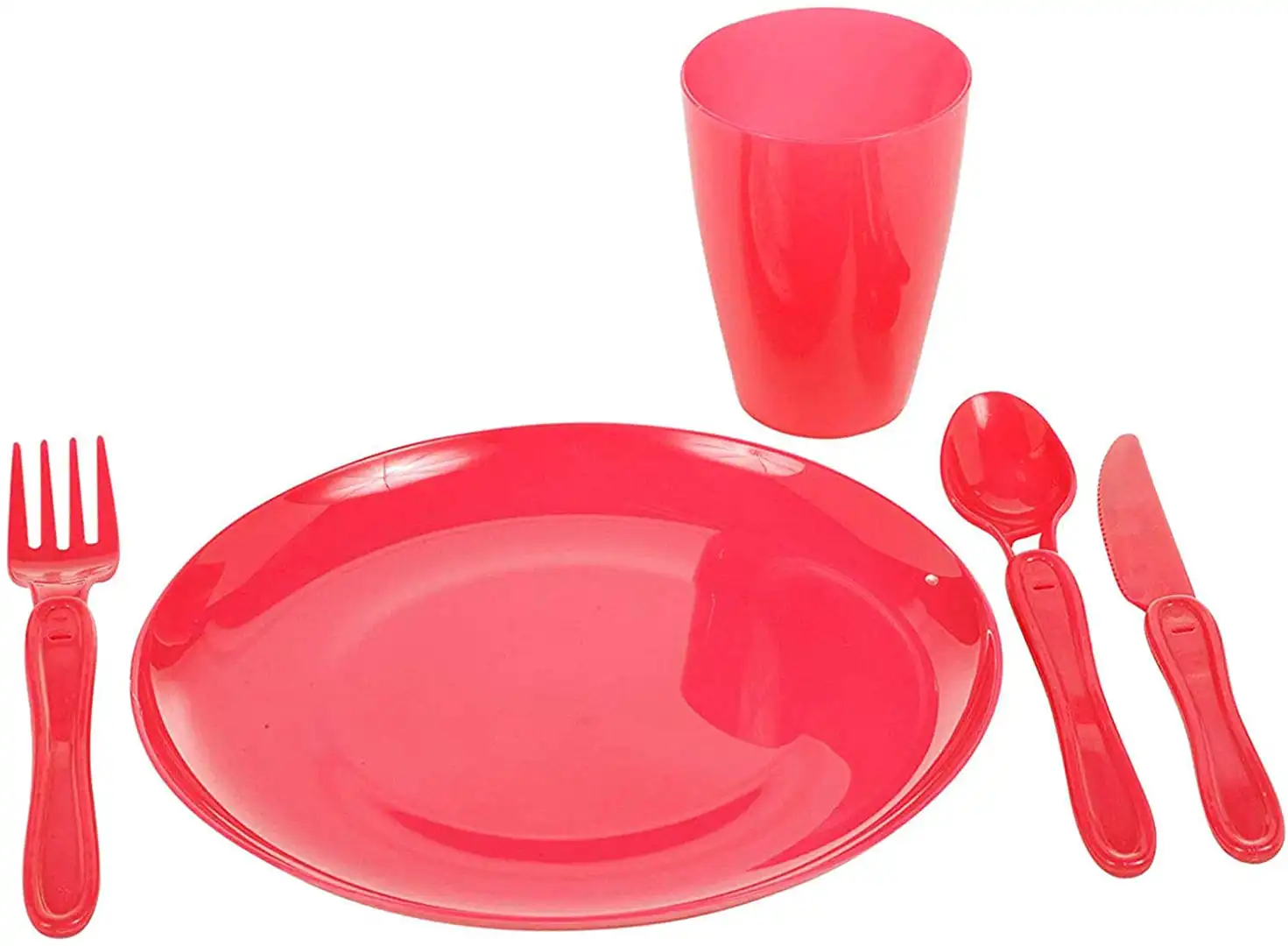 Set Picnic 21 Pezzi in Plastica Per Campeggio Feste Contenitori Posate e Piatti