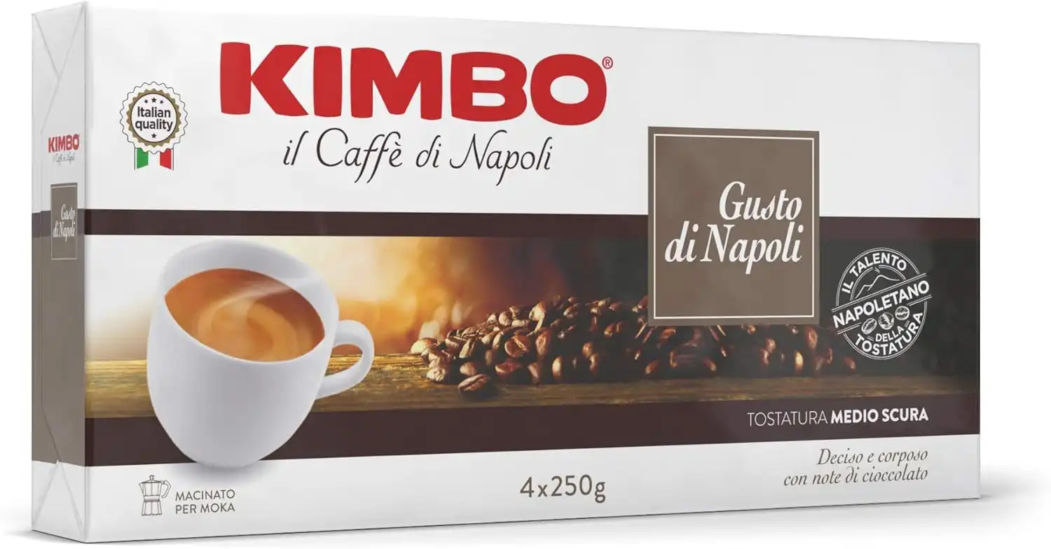 Kimbo Caffè Macinato 1 Kg Gusto di Napoli 4 Confezioni da 250gr