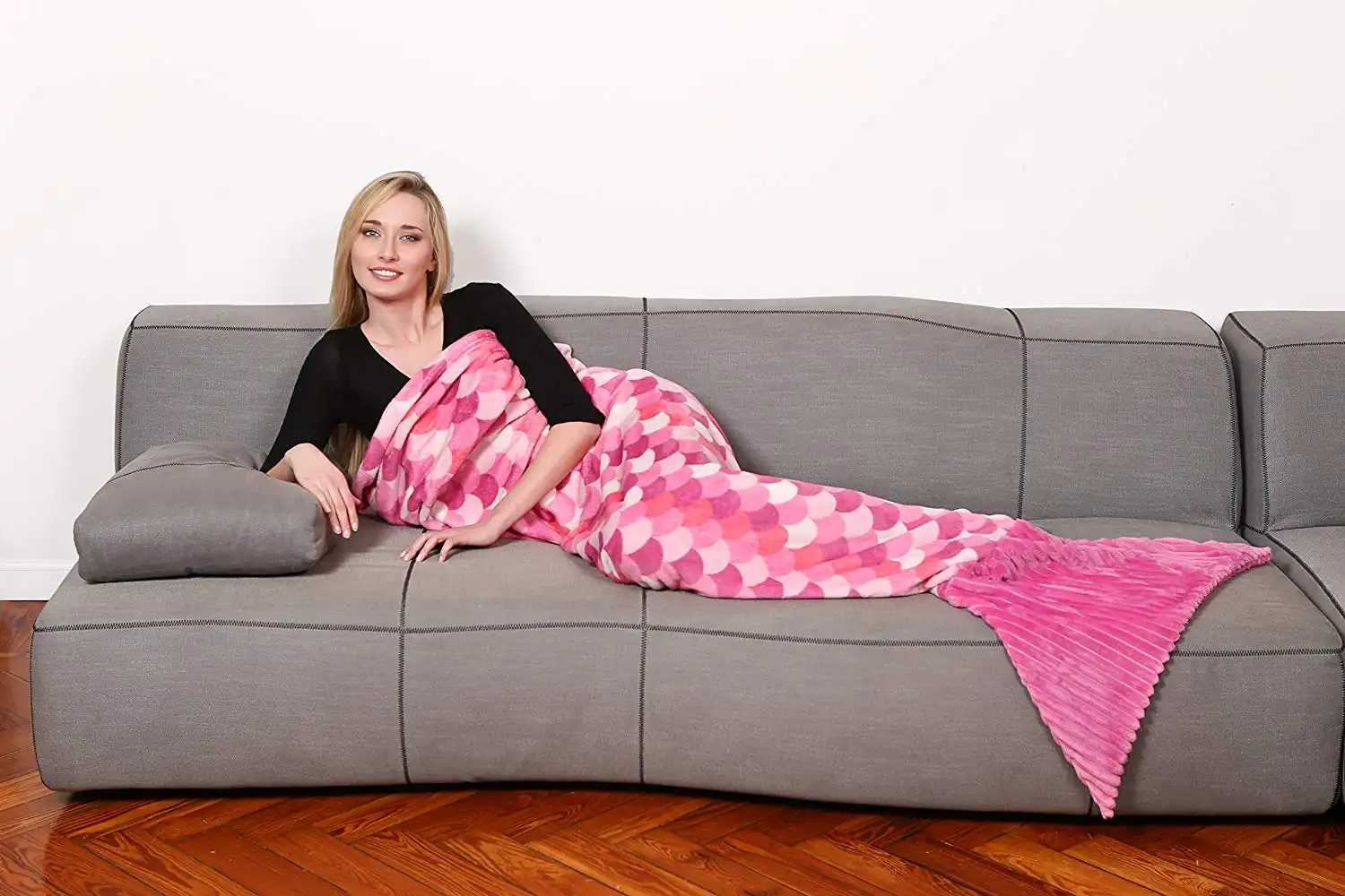 Coperta Sirena In Morbido Pile Soffice e Calda Plaid Lungo 200 Cm Lilla Natale