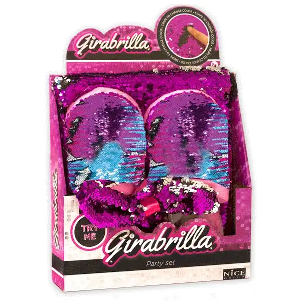 Girabrilla Party Set Ciabatte Zainetto Fascia Capelli con Paillettes Reversibili