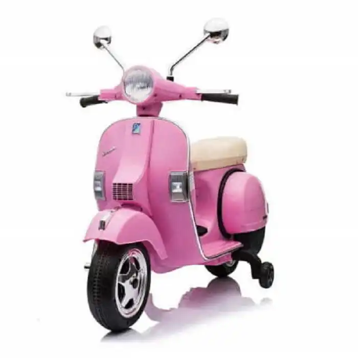 Moto Motorino Per Bambini Vespa Piaggio Px 150 Con Luci e Suoni 12V Rosa