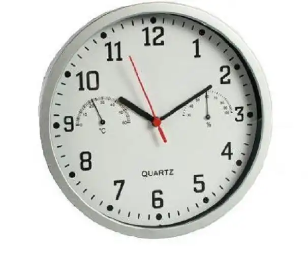Orologio Da Parete Muro Digitale Con Igrometro e Termometro 23Cm Casa Bianco