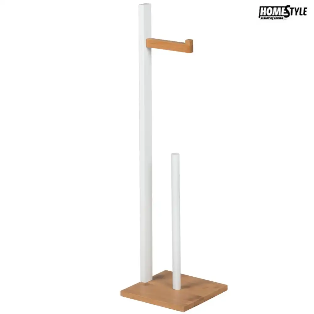 Porta Rotolo per Carta Igienica da Terra Arredo Bagno in Legno MDF 19x19cm