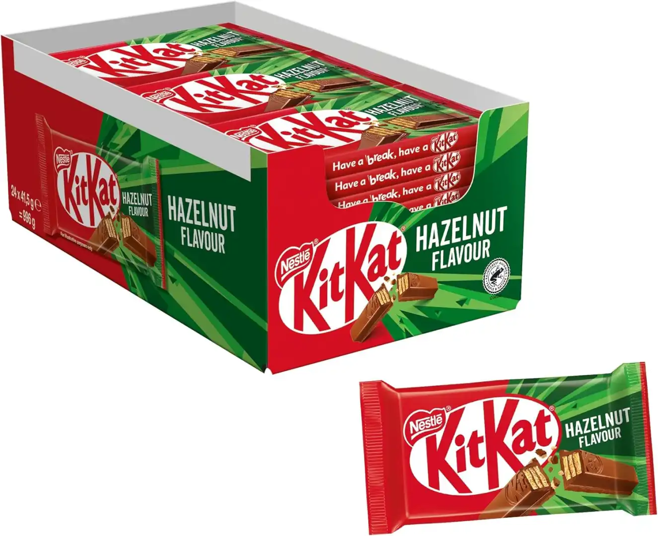 KITKAT Hazelnut Wafer di Cioccolato al Latte al Gusto Nocciola 24 Snack da 41,5g