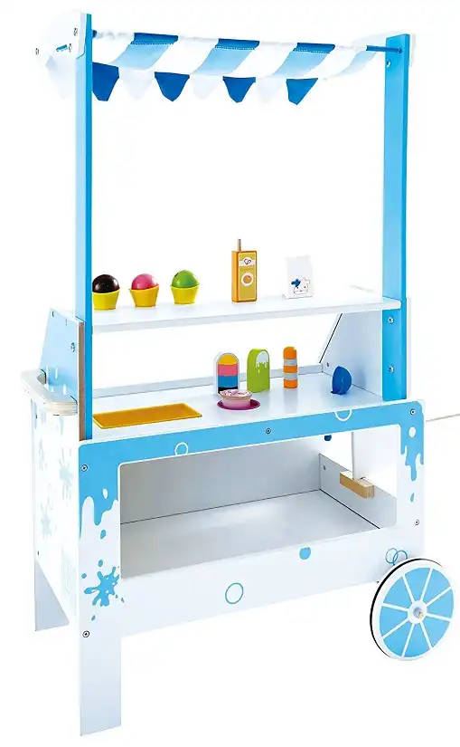 Carretto dei Gelati Chiosco in Legno per il Gelato Gioco con Tavolino Pieghevole