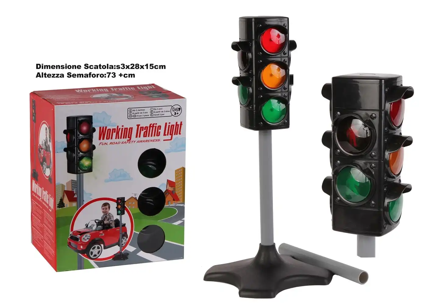 Gioco per Bambini Semaforo Elettronico con Luci e Suoni Funzione Realistica 73cm
