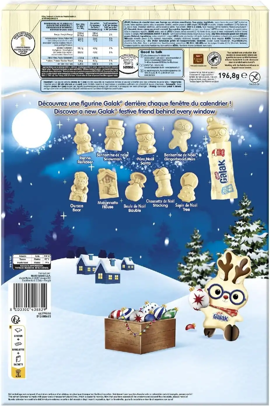 Nestlè Galak Calendario Avvento Snack di Cioccolato Bianco Ripieni Con Cereali