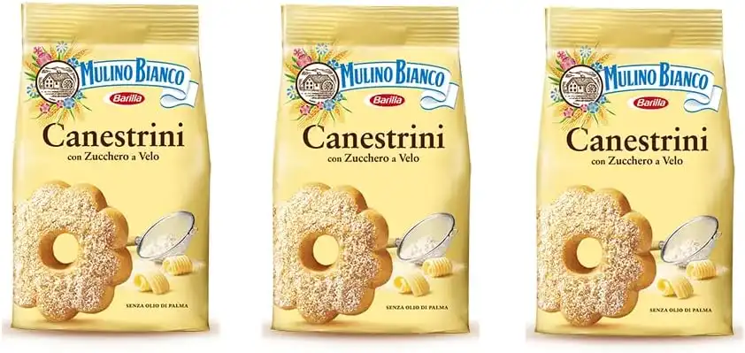 3 Buste di Mulino Bianco Canestrini Biscotti Ricoperti di Zucchero 200 g