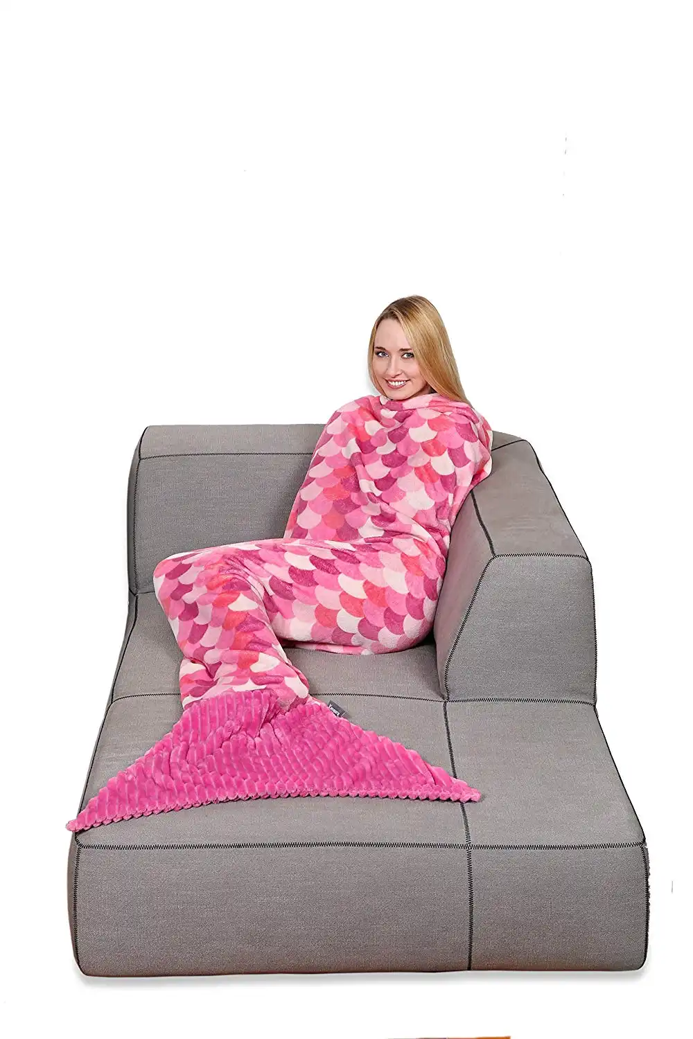 Coperta Sirena In Morbido Pile Soffice e Calda Plaid Lungo 200 Cm Lilla Natale