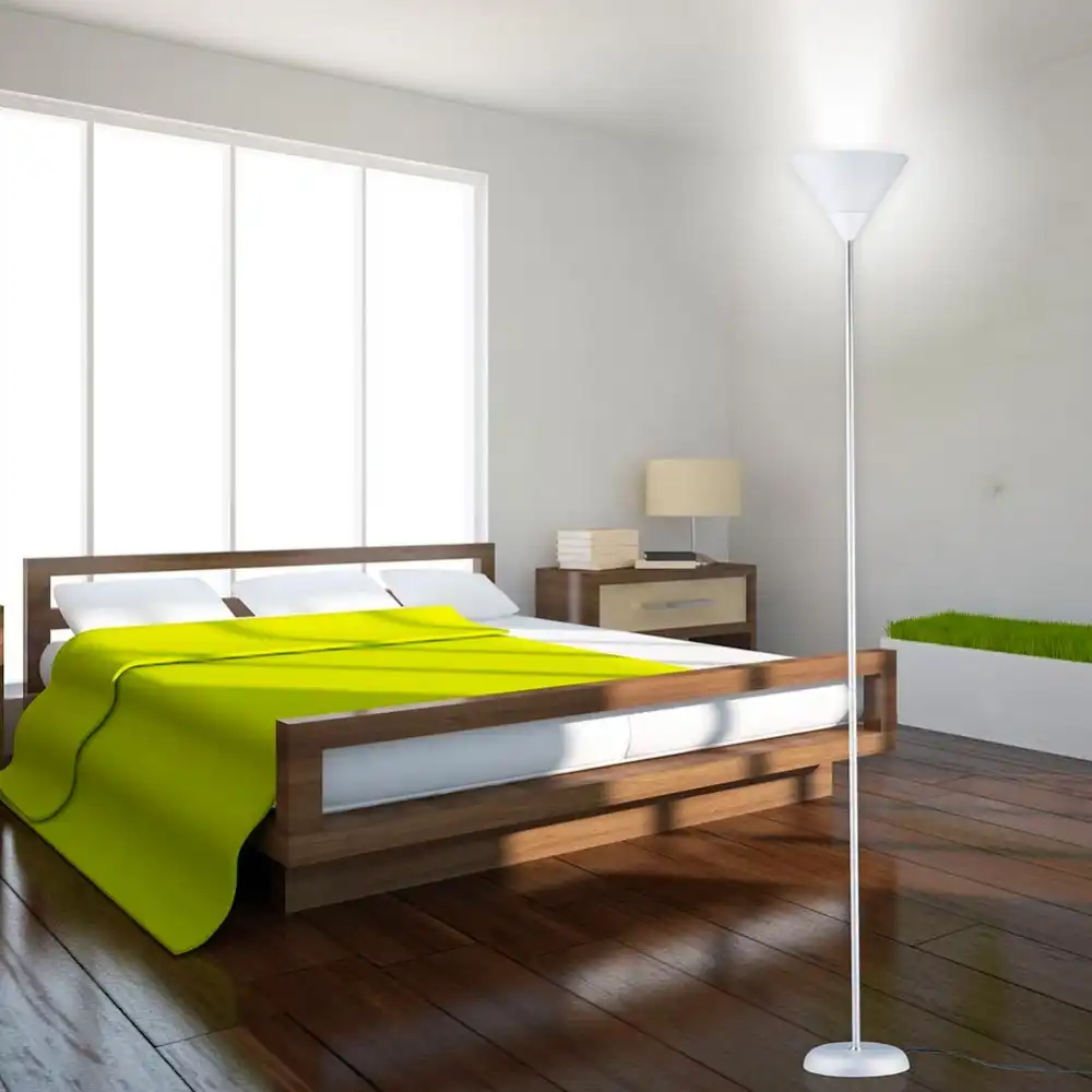 Lampada Da Terra A Stelo Piantana In Metallo Color Acciaio Design Moderno
