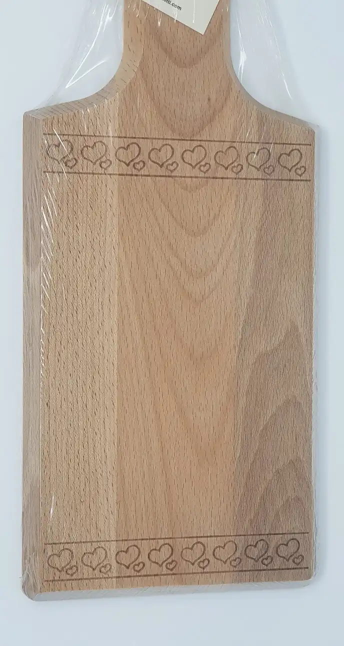 Bisetti Tagliere In Faggio 40x16 Cm Con Cuori Incisi a Laser Per Salumi Formaggi