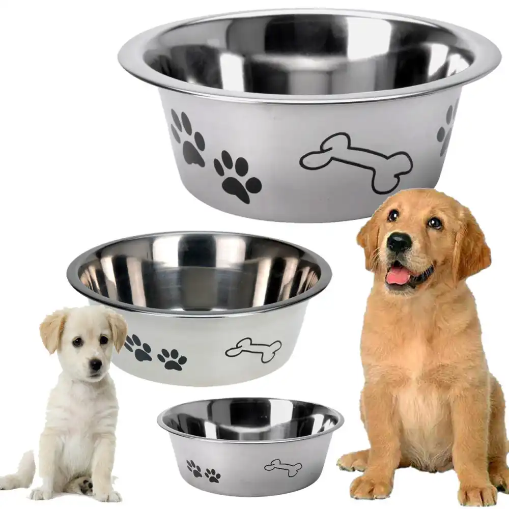 Ciotola in Acciaio per Cane Cani 16CM Mangime Acqua Animale Animali