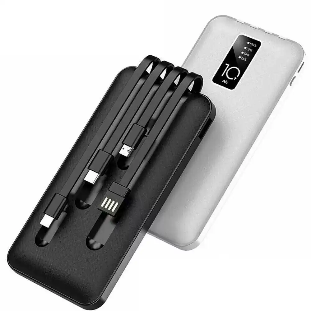 Power Bank 20000mAh Caricabatterie Portatile ad Alta Velocità con 4 Cavi USB NEW