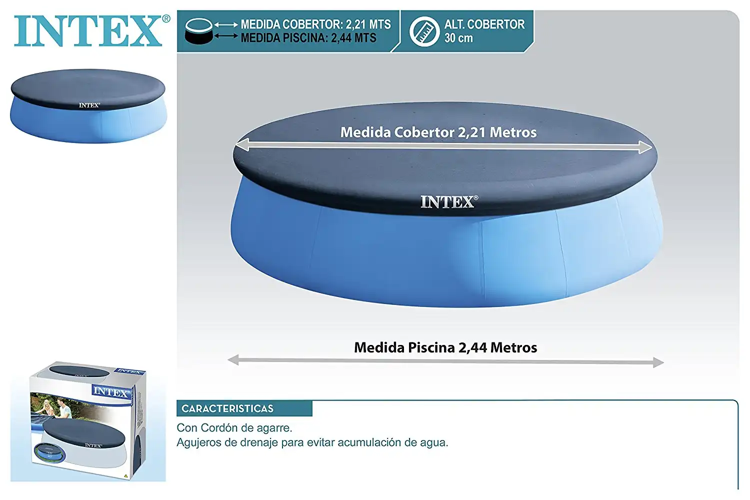 Intex Telo di Copertura per Piscine Rotonde Piscina Fuoriterra Diametro 244cm