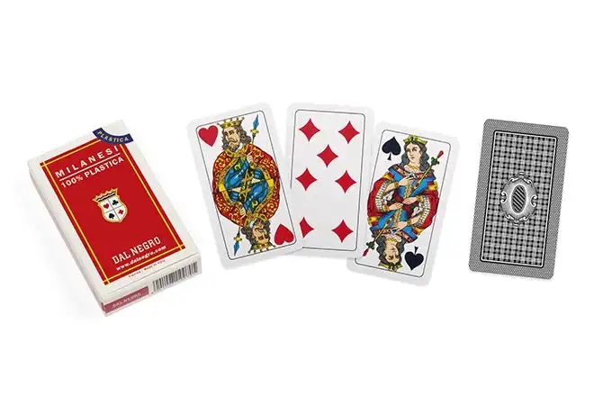 Mazzo di 40 Carte da Gioco Italiane Regionali Milanesi in Plastica a Semi