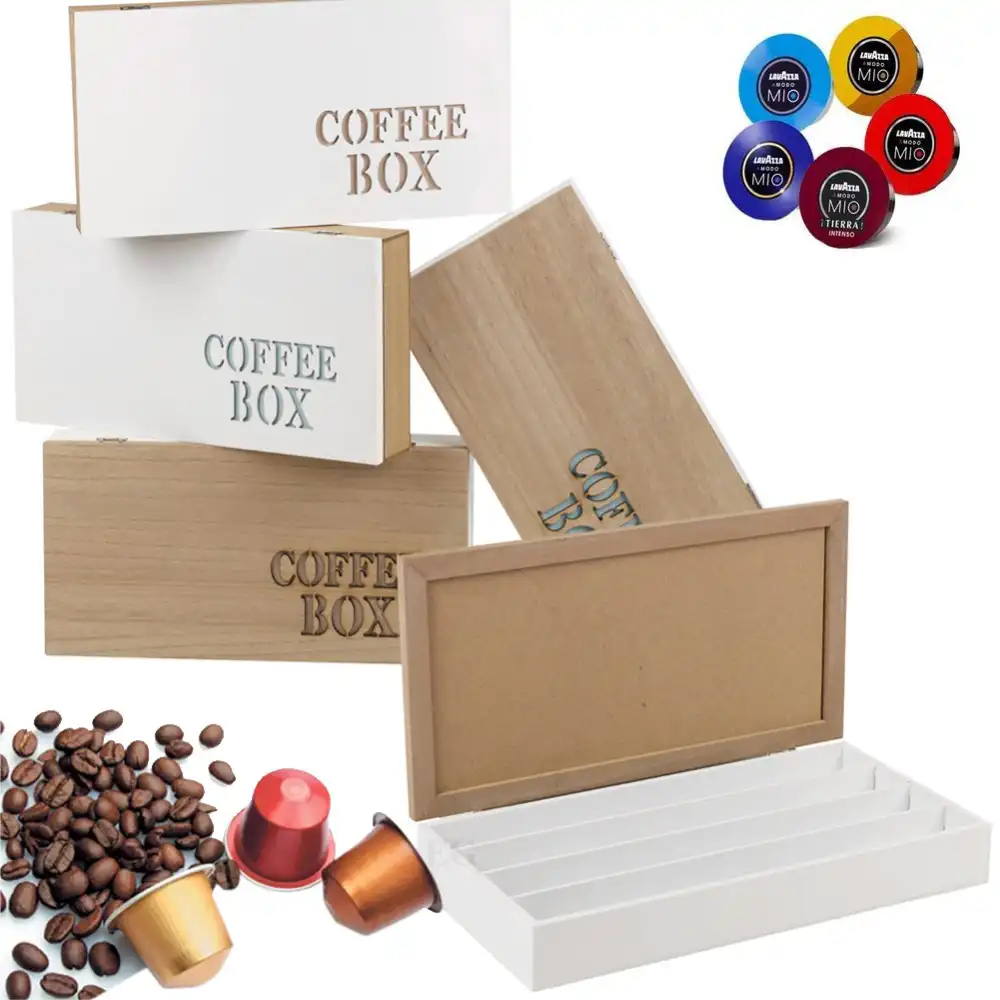 Contenitore Porta Capsule Cialde Caffe' Organizzatore in Legno per Capsula