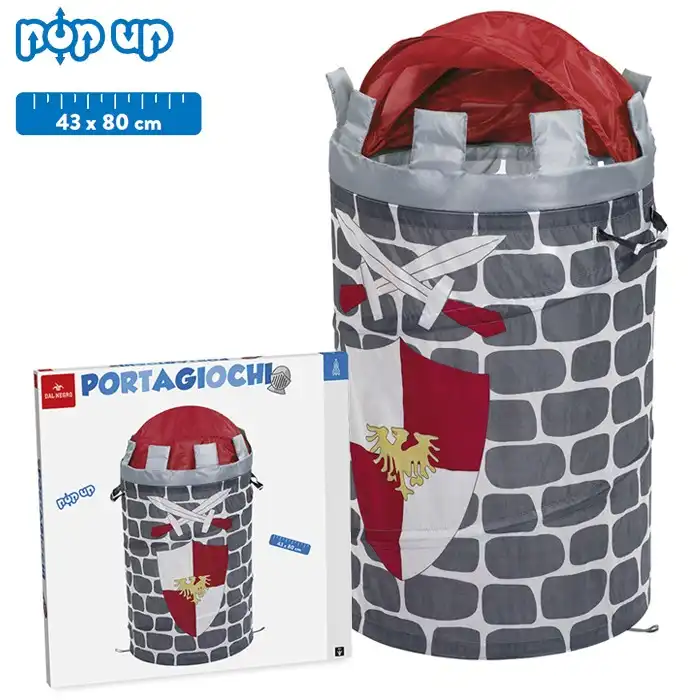 Porta Giochi Portagiochi a Torre Pop Up Contenitore Salvaspazio per Giocattoli