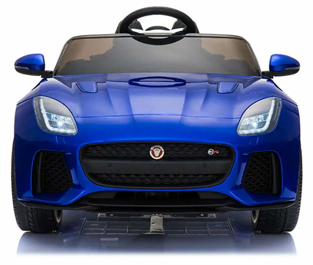 Auto Elettrica Per Bambini Jaguar F-Type 12V Blu Sedili in Pelle Mp3 Usb