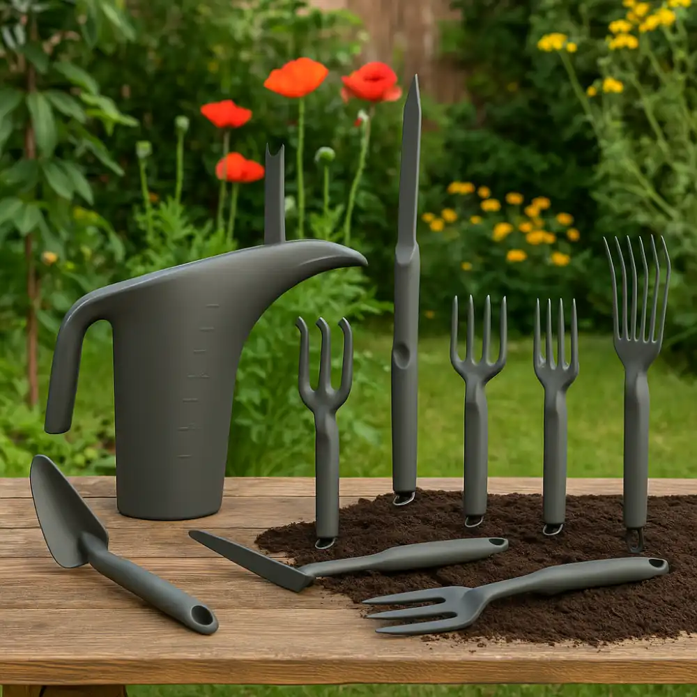 Set Giardinaggio 8 Pezzi con Annaffiatoio 4L, Trapiantatori e Attrezzi