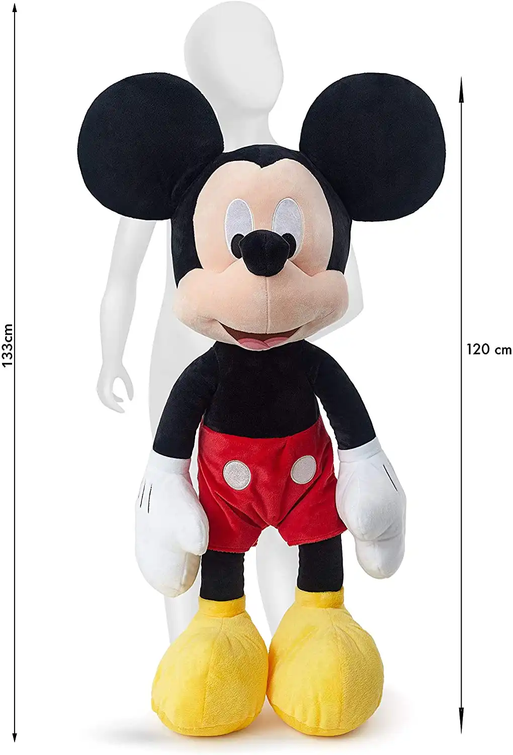 Disney Topolino Jumbo cm 120 Peluche Mickey Mouse Morbido e Peloso Bambini