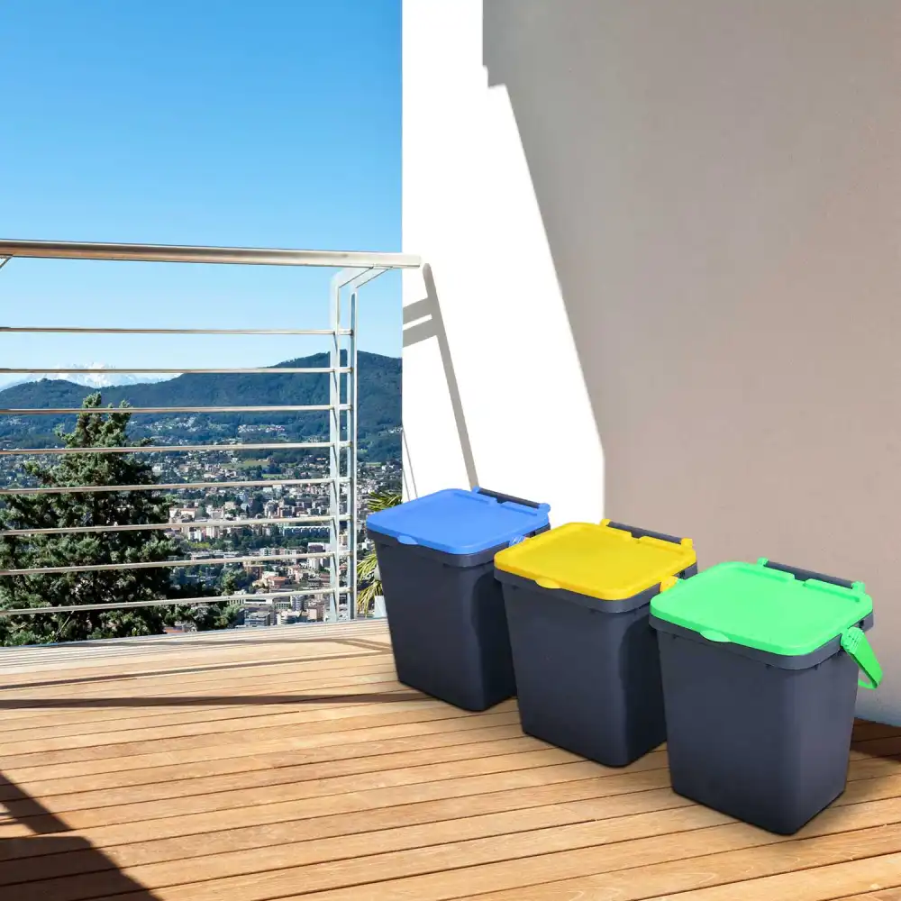 Set 3 Pattumiere Raccolta Differenziata Ecoplus 35 LT Bidoni Spazzatura Secchio
