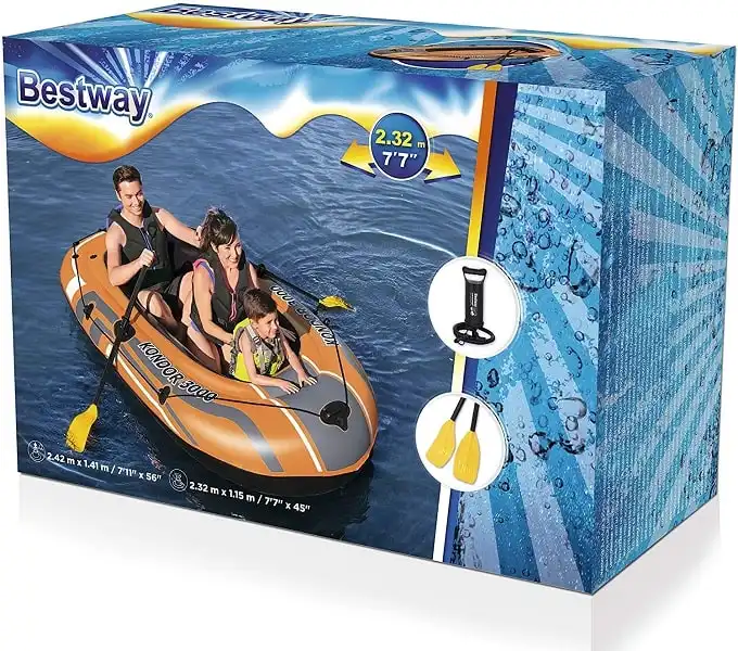 Canotto Gonfiabile Gommone 220x141cm 2 Posti Mare Kondor 3000 con Remi e Pompa