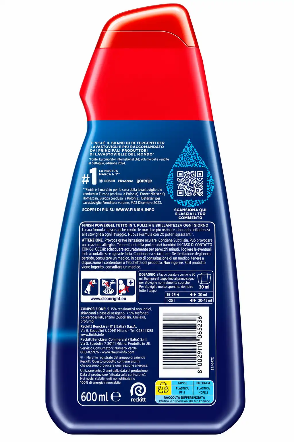 4 Pezzi Finish Powergel Limone 30 Lavaggi Gel Lavastoviglie 120 Lavaggi