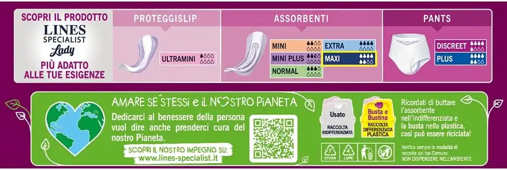 Lines Specialist Lady Maxi Assorbenti per Incontinenza Donna 3 Confezioni da 12