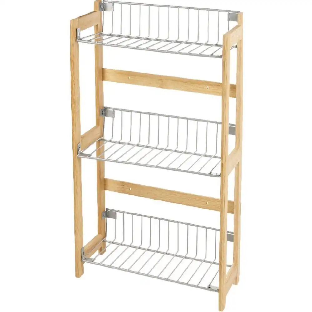 Mensola Da Cucina Con 3 Ripiani in Legno e Metallo per Dispensa Cibo 33x42cm