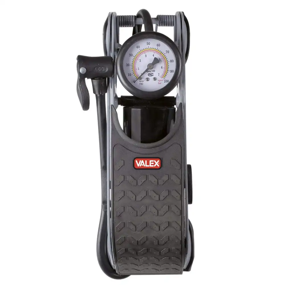 Pompa Gonfiaggio Valex a Pedale Con Manometro Per Bicicletta Canotto Ruote Bici