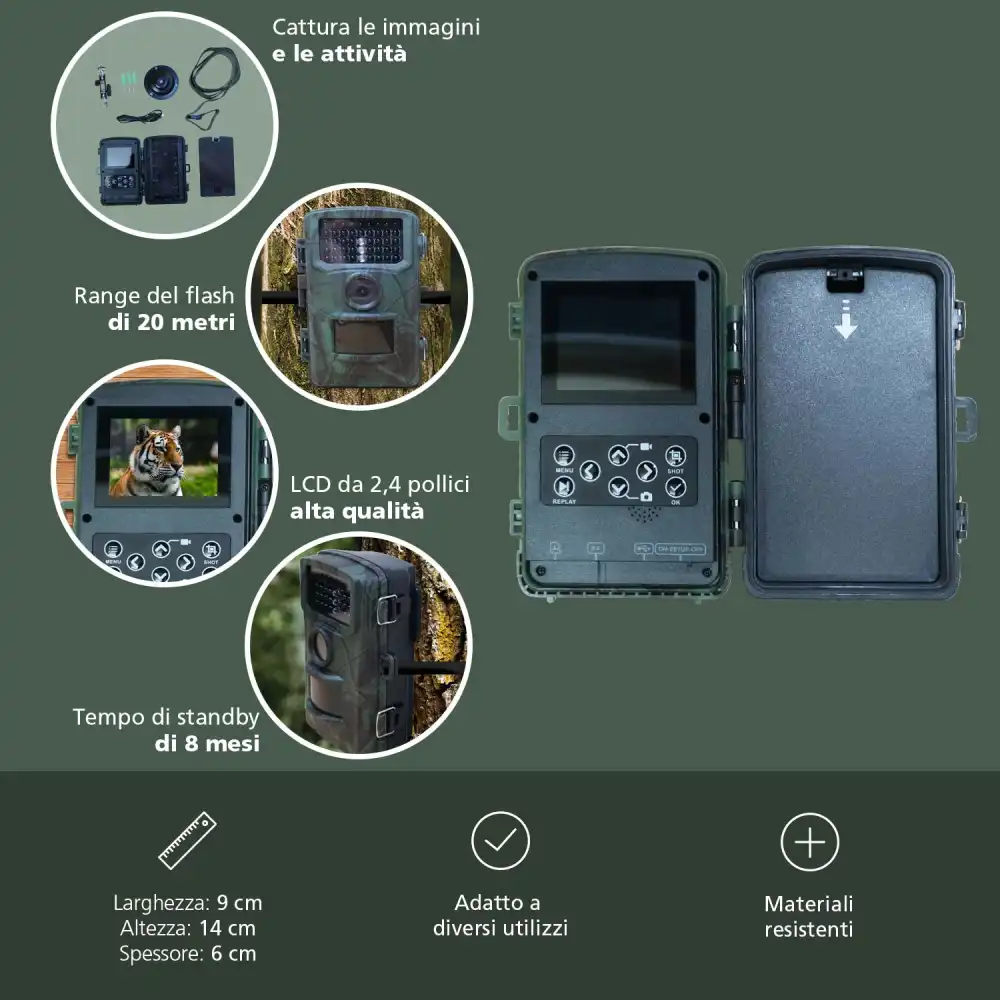Telecamera Fotocamera Digitale da per Caccia Schermo LCD Sensore di Movimento