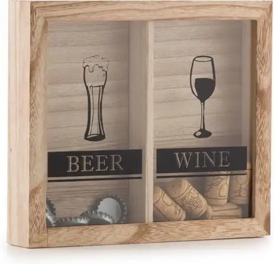 Quadro in Legno per Capsule e Tappi di Sughero per Cucina Pub 21,5x25,5x4 cm
