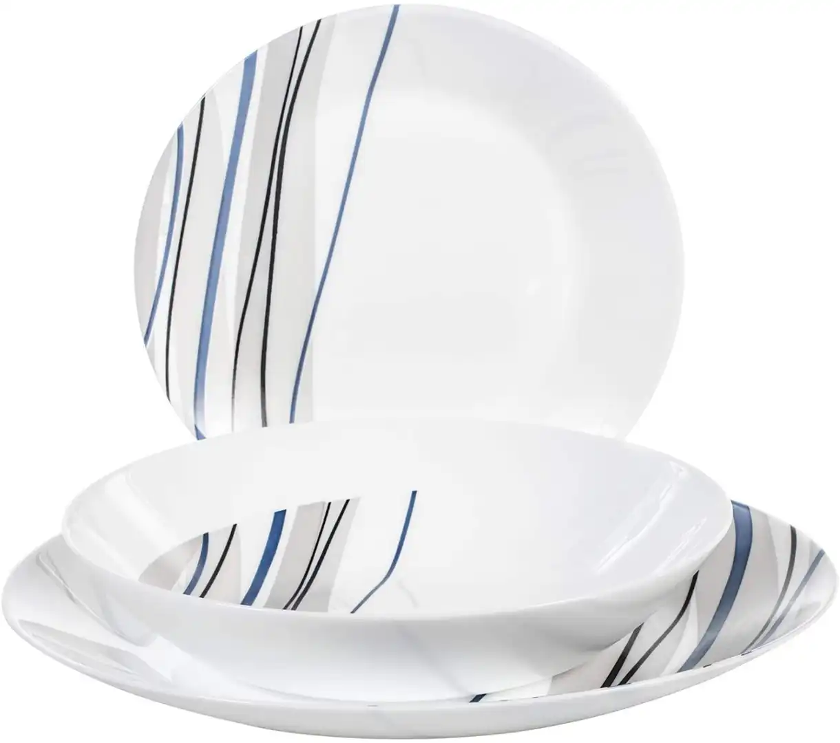 Servizio Piatti da Tavola 18pz Per 6 Persone Athenais Blu in Arcopal Moderni