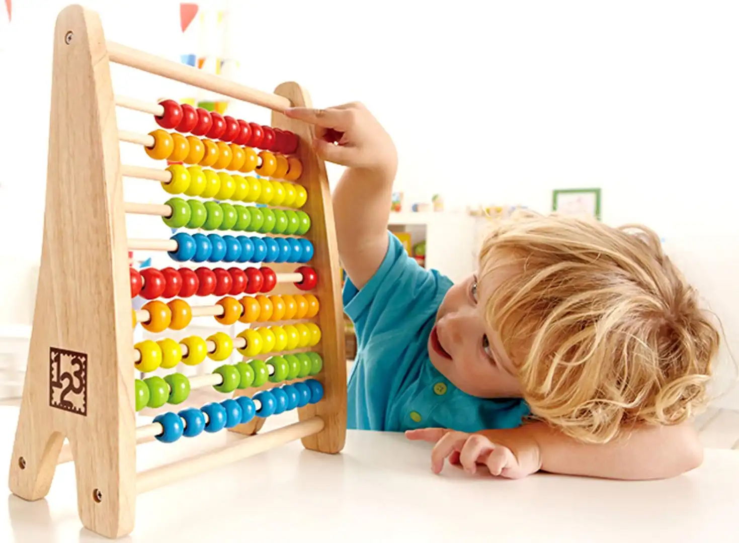 Abaco in Legno con Palline Colorate Pallottoliere Calcolo Matematica Bambini