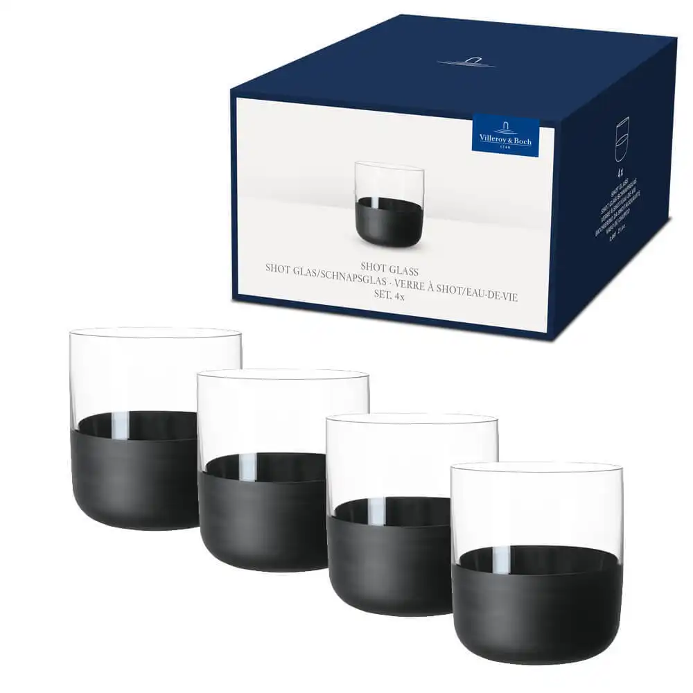 Manufacture Rock Set 4 Bicchieri da Liquore in Cristallo Nero/Trasparente 40ml