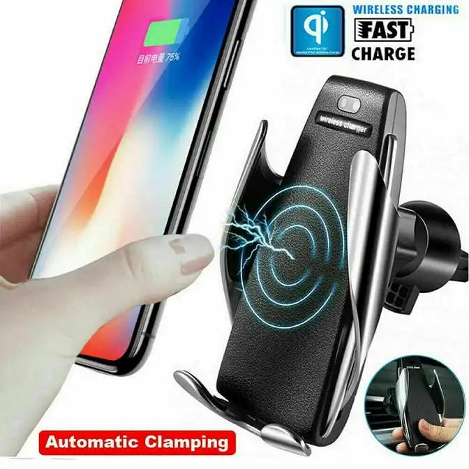 Caricabatteria wireless per auto supporto porta cellulare bloccaggio automatico
