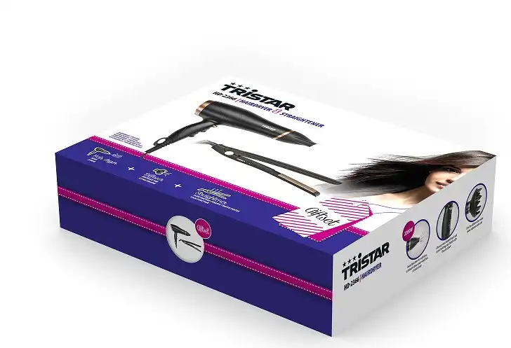 Set per Regalo Piastra e Asciugacapelli Phone Professionali con Ioni Nero ed Oro