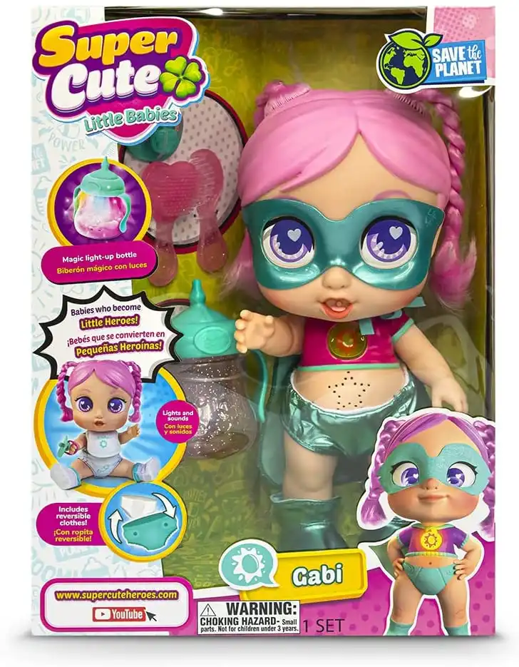Gabi Super Cute Little Babies Rocco Giocattoli 33x13x23cm Bambola con Biberon