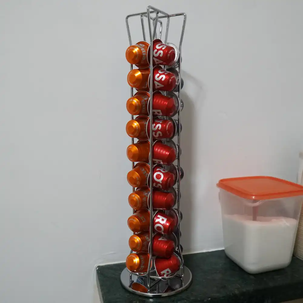 Stand Portacapsule Caffe' Girevole Verticale 40Pz Adatto per Nespresso e Simili