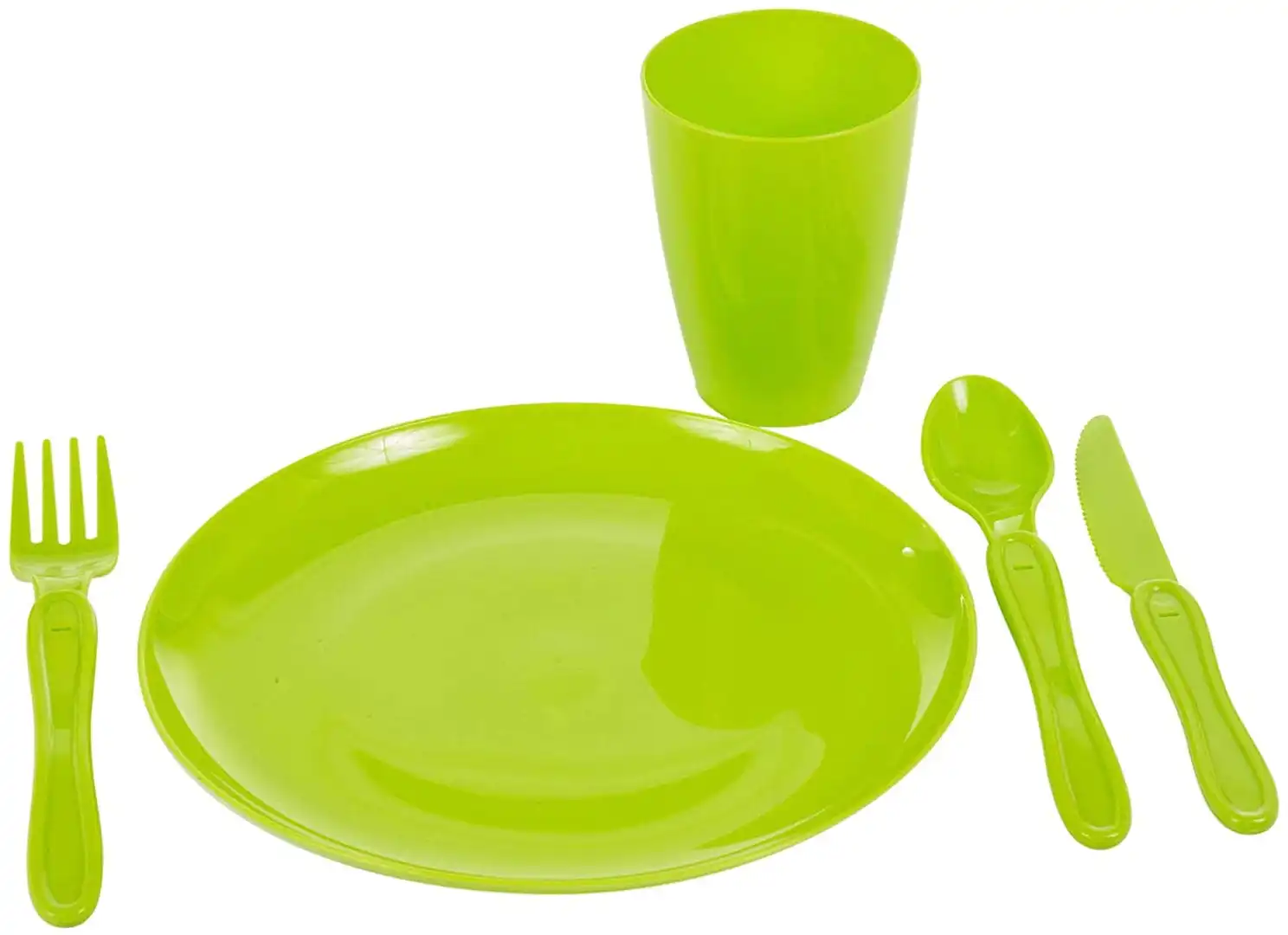 Set Picnic 21 Pezzi in Plastica Per Campeggio Feste Contenitori Posate e Piatti