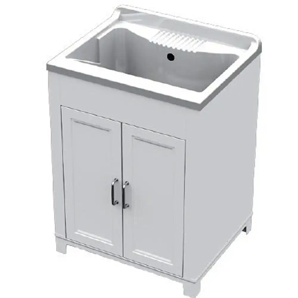 Lavatoio Lavello In Resina Doppia Anta 60x50 Altezza 85 Cm Con Mobile In Pvc