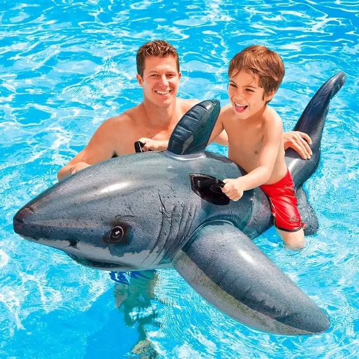 Squalo Gonfiabile Cavalcabile Per Bambini Stampa Realistica Mare Piscina Intex