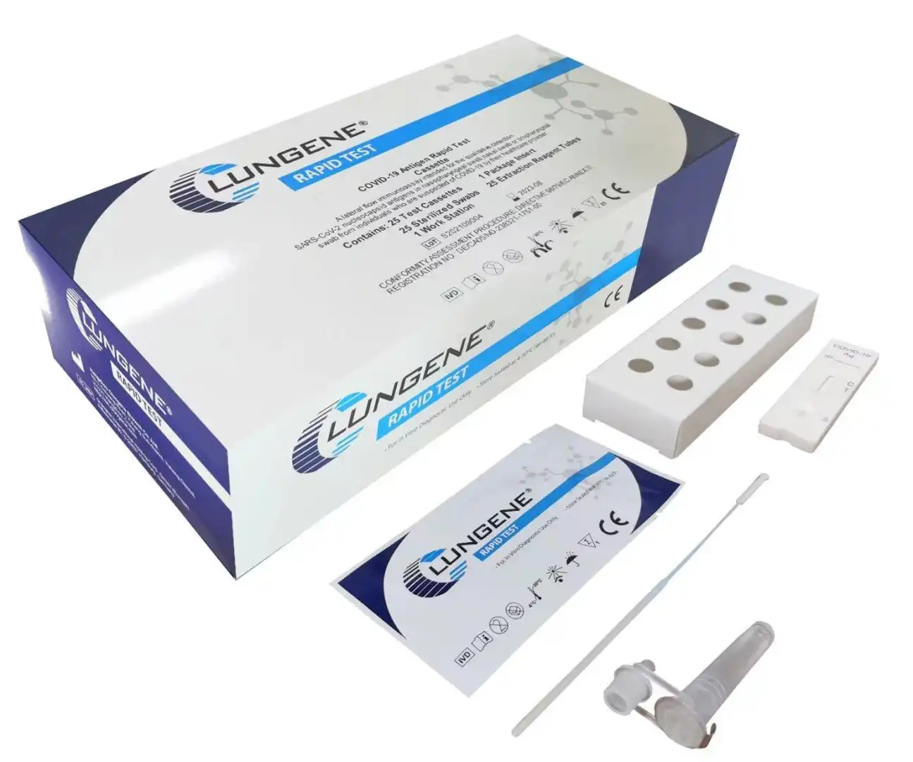 Tampone Test Rapido Antigenico Naso Faringeo Certificato CE Kit 25 Pezzi