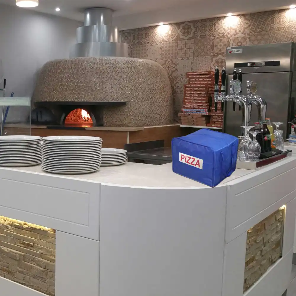 Zaino Borsa Termica Portapizza Porta Pizza da Asporto Chiusura a Zip Rosso o Blu
