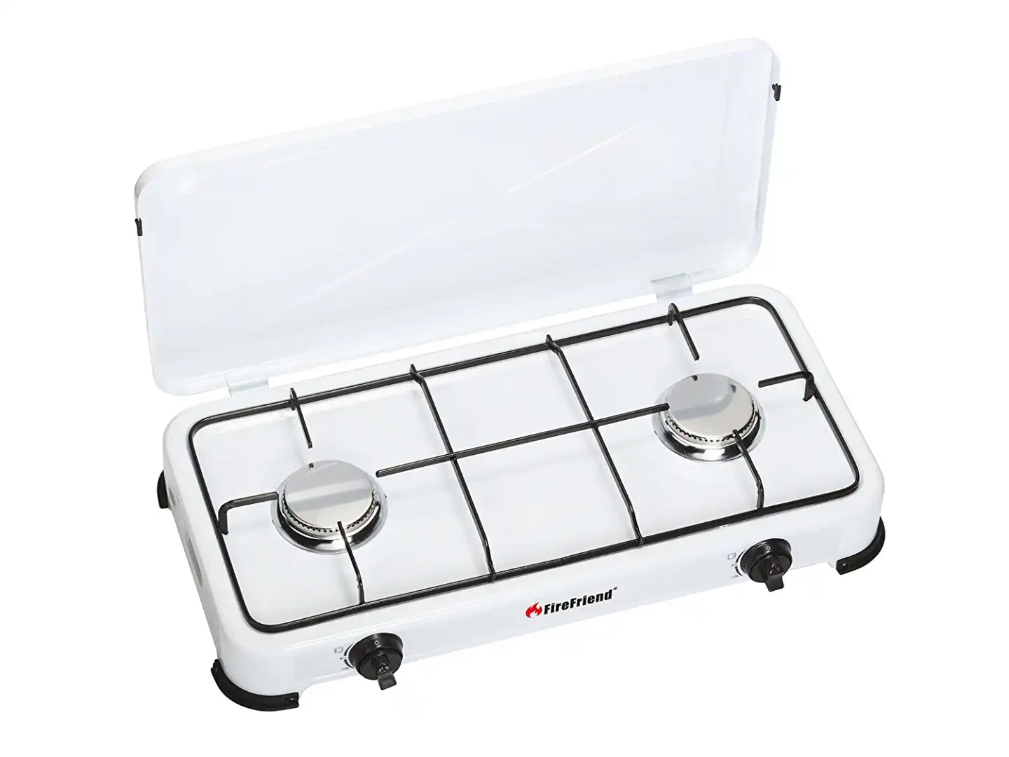 Fornello a Gas 2 Fuochi Da Campeggio Con 2 Bruciatori 2x1500W Bianco