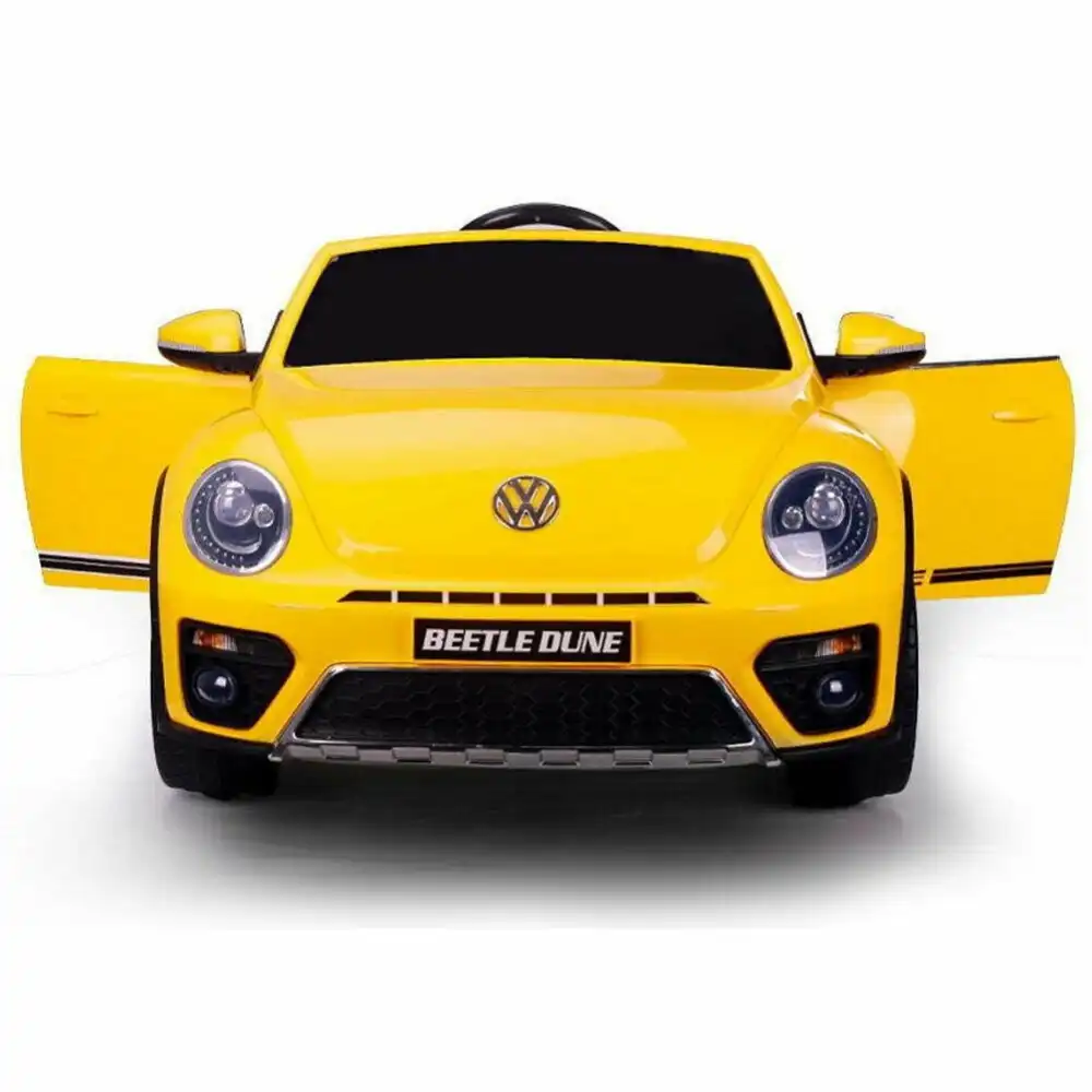 Auto Elettrica Per Bambini Volkswagen Beetle Dune 12V Giallo Sedili in Pelle